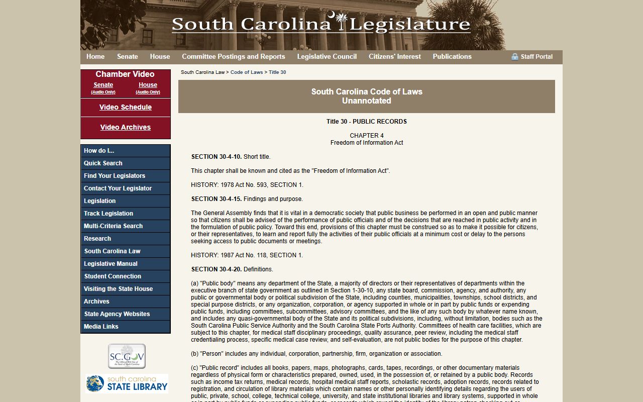 Richland County Clerk of Court South Carolina FOIA records law