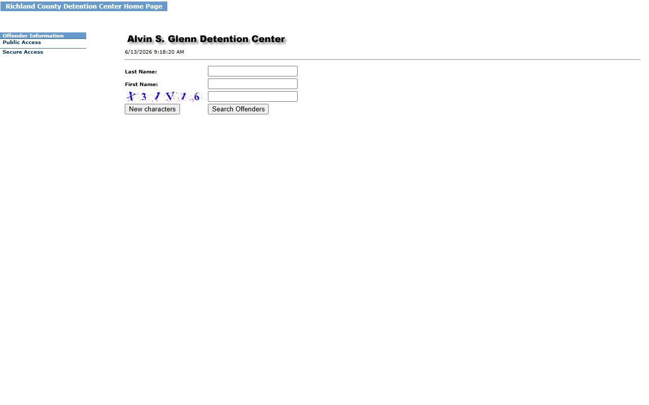 Richland County arrest records detainee lookup current charges