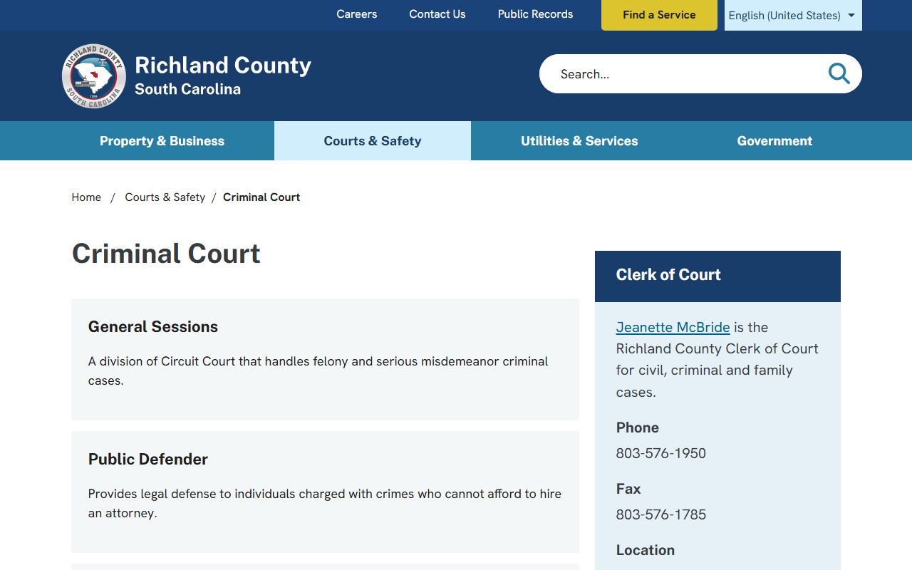 Richland County court dockets Criminal Court scheduling source