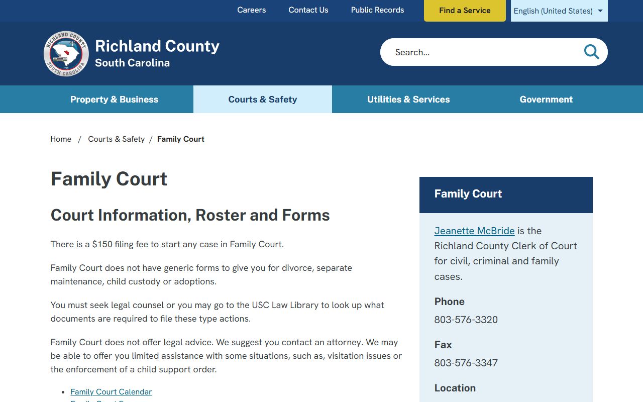 Richland County court dockets Family Court source