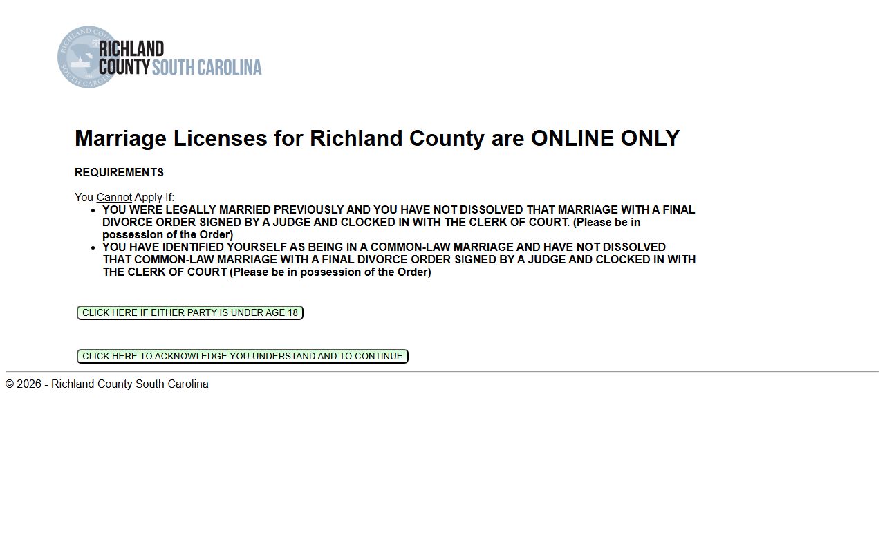 Richland County marriage records online marriage license application