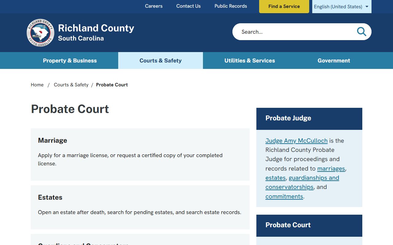 Richland County probate records Probate Court overview