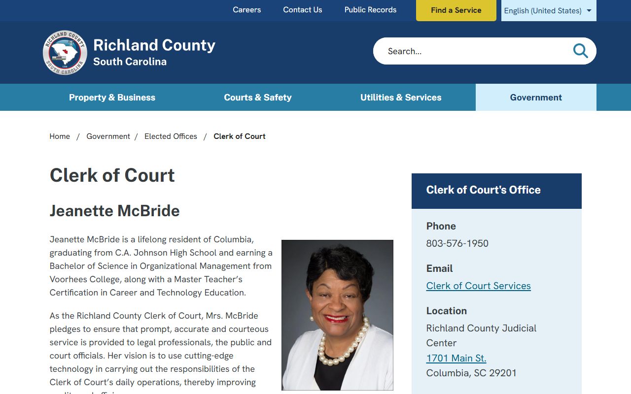 Richland County court records Clerk of Court office information