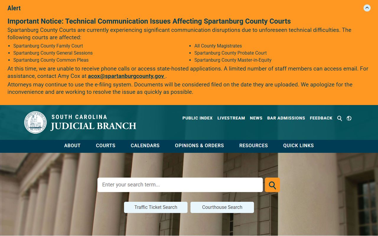 Richland County court records South Carolina Judicial Branch search entry