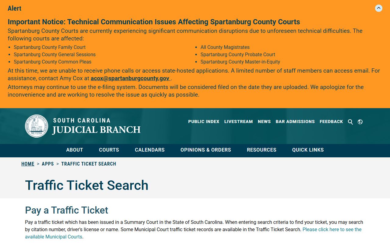 Richland County traffic court records SC Judicial traffic ticket search