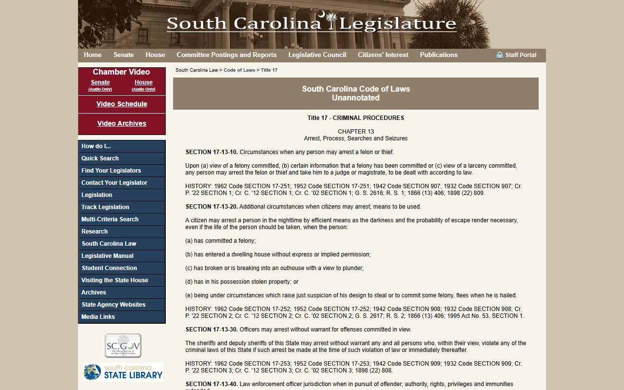 Richland County warrant records arrest and search warrant statutes
