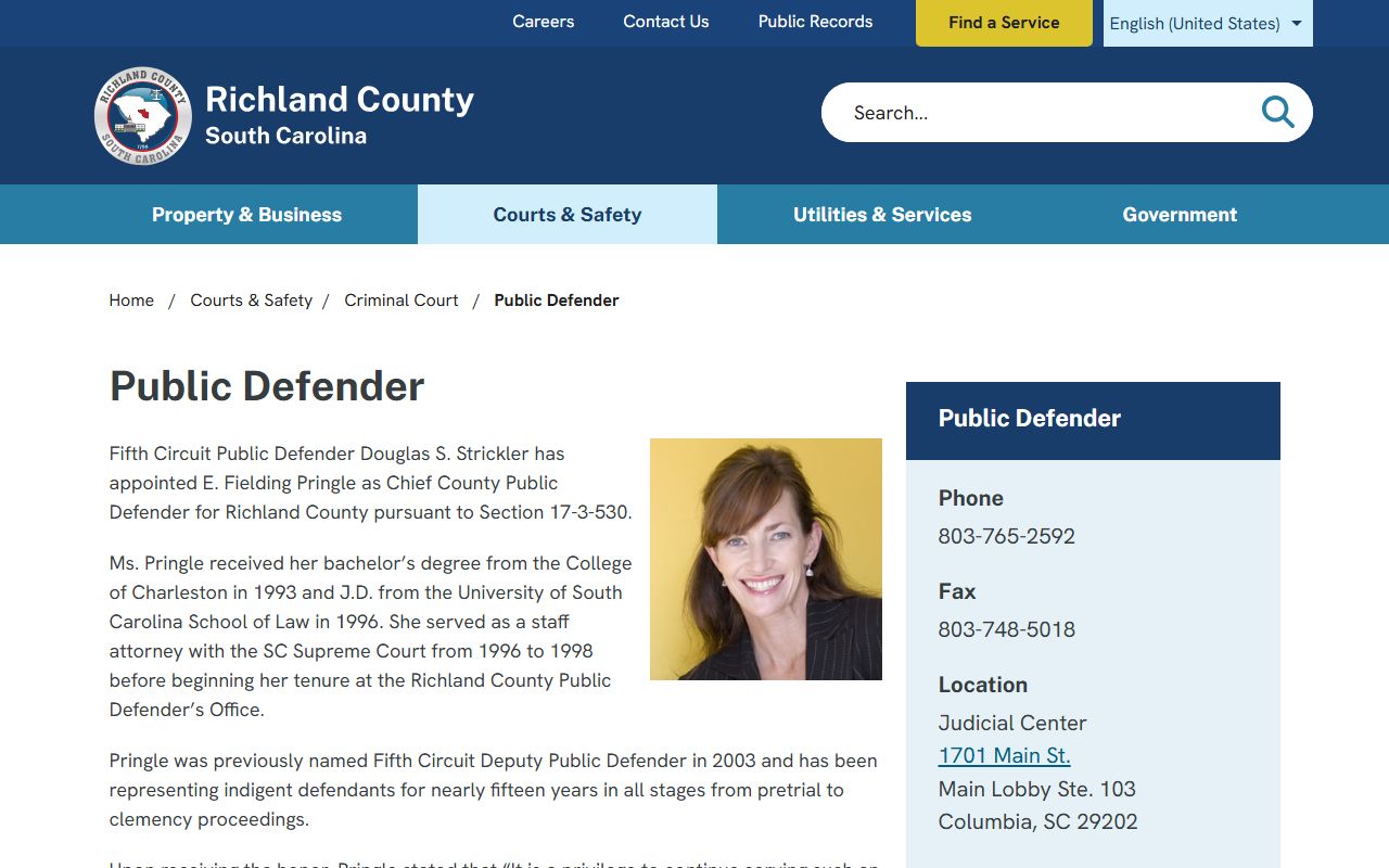 Richland County warrant records public defender information